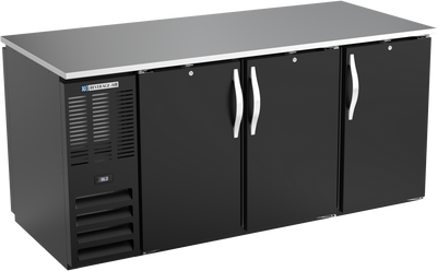 Beverage Air BB72HC-F-PT-B 72" W Three-Section Solid Door Refrigerated Open Food Rated Back Bar Pass-Thru Storage Cabinet - 115 Volts