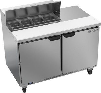 Beverage Air SPE48HC-08 48" W Two-Section Two Door Sandwich Top Refrigerated Counter