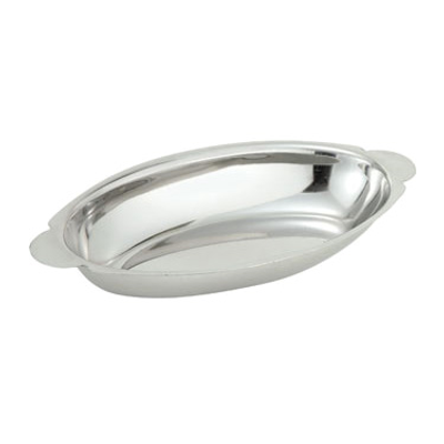 Winco ADO-12
12 Oz.
Stainless Steel
Oval
Au Gratin Dish