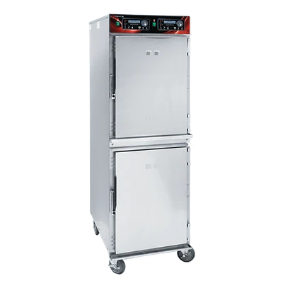 Cres Cor 1200CH2EE Cook-N-Hold 26.63" W x 76.5" H All Stainless Steel Full Height 2-Compartment Solid State Controls Mobile Radiant Cabinet - 208/240 Volts
