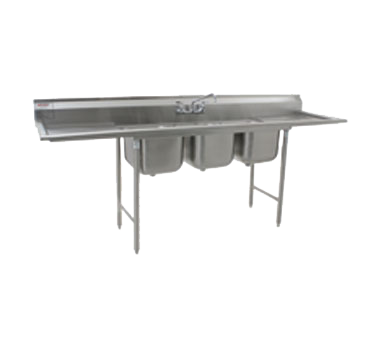 Eagle Group 414-16-3-18 85" - 96" Stainless Steel 3 Compartment 414 Series Sink 13-1/2" Deep