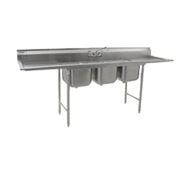 Eagle Group 414-16-3-18 85" - 96" Stainless Steel 3 Compartment 414 Series Sink 13-1/2" Deep