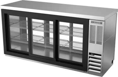 Beverage Air BB72HC-1-GS-PT-S-27 72&quot;W Three-Section Glass Door Refrigerated Back Bar Pass-Thru Storage Cabinet
