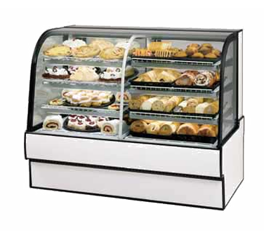 Federal Industries CGR5942DZ 59.13" W Curved Glass Vertical Dual Zone Bakery Case Refrigerated Left Non-Refrigerated Right