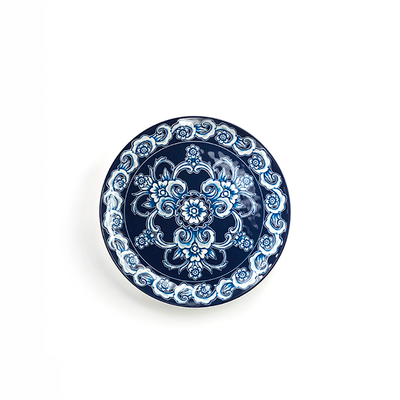American Metalcraft BLUP11 11" Plastic Blue and White Pattern Round Plate