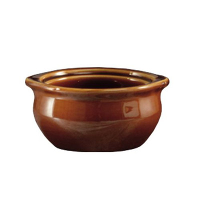 CAC China OC-12-BWN 12 Oz. Brown Ceramic Round Onion Soup Crock (2 Dozen Per Case)