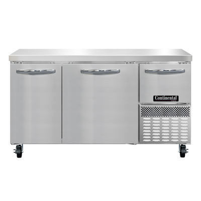 Continental Refrigerator FA60N 60"W Three Door Stainless Steel Freezer Base Worktop Unit