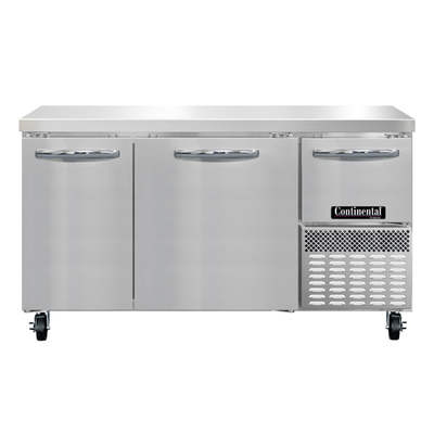 Continental Refrigerator FA60N 60"W Three Door Stainless Steel Freezer Base Worktop Unit