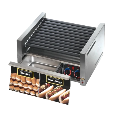 Star 45SCBDE Grill-Max® 45 Hot Dog Grill Duratec® Non-Stick Roller Type with Integrated Bun Drawer and Thermostatic Controls - 120V