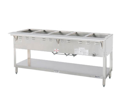 Duke WB305-NG 72.38" W Natural Gas Stainless Steel 5 Pan Open Base Aerohot Steamtable Wet Bath Unit - 27000 BTU