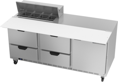 Beverage Air SPED72HC-08C-4 72&quot; W Three-Section One Door Sandwich Top Refrigerated Counter