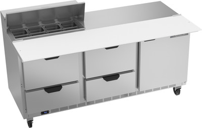Beverage Air SPED72HC-08C-4 72" W Three-Section One Door Sandwich Top Refrigerated Counter