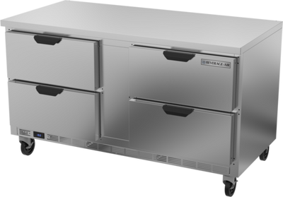Beverage Air WTFD60AHC-4-FLT 60"W Four Drawer Stainless Steel Worktop Freezer