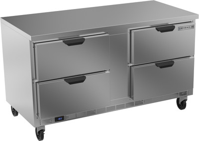 Beverage Air WTFD60AHC-4-FLT 60"W Four Drawer Stainless Steel Worktop Freezer