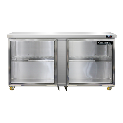 Continental Refrigerator SW60NGD-U 60"W Two-Section Glass Door Undercounter Display Refrigerator
