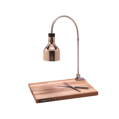 Cres Cor IFW61GL10PN 24" W Nickel Hood and Wood Base Portable Infra Red Warmer Countertop Carving Station - 120 Volts