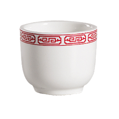 CAC China 105-54 4.5 Oz. Bone White Porcelain Round Red Gate Chinese Style Tea Cup (6 Dozen Per Case)