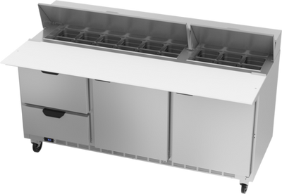 Beverage Air SPED72HC-18C-2 72&quot; W Three-Section Two Door Sandwich Top Refrigerated Counter