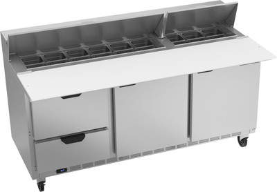 Beverage Air SPED72HC-18C-2 72" W Three-Section Two Door Sandwich Top Refrigerated Counter