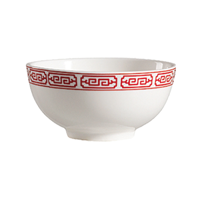 CAC China 105-64 7 Oz. Bone White Porcelain Round Red Gate Rice Bowl (4 Dozen Per Case)
