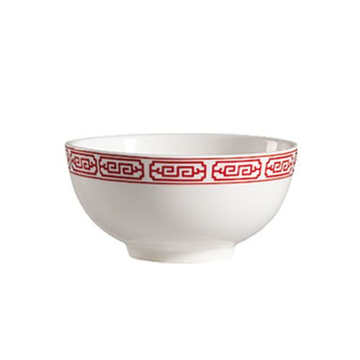 CAC China 105-64 7 Oz. Bone White Porcelain Round Red Gate Rice Bowl (4 Dozen Per Case)