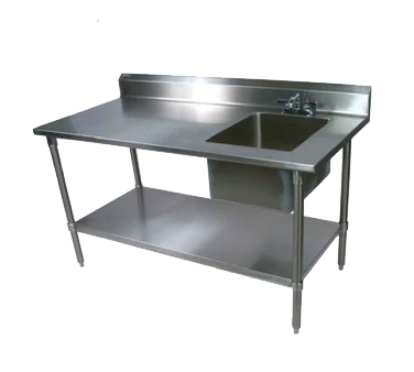 John Boos EPT8R5-3048SSK-R 48"W x 30"D x 40-3/4"H Stainless Steel Work Table with Prep Sink