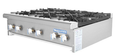 Turbo Air TAHP-36-6 Countertop Natural Gas Radiance Hotplate - 192,000 BTU