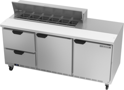 Beverage Air SPED72HC-12-2 72&quot; W Three-Section Two Door Sandwich Top Refrigerated Counter