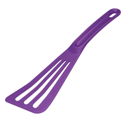 Matfer Bourgeat 112424 ExoGlass 12" L High Temp Slotted Pelton Spatula - Purple