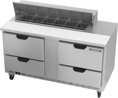 Beverage Air SPED60HC-12-4 60&quot; W Two-Section Four Drawer Sandwich Top Refrigerated Counter