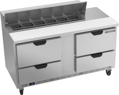 Beverage Air SPED60HC-12-4 60" W Two-Section Four Drawer Sandwich Top Refrigerated Counter