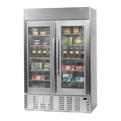 Victory Refrigeration LSF49G-1-L UltraSpec Series Merchandiser Freezer Featuring Secure-Temp Technology Reach-In Two-Section Self-Contained Refrigeration 49 cu. ft. Capacity