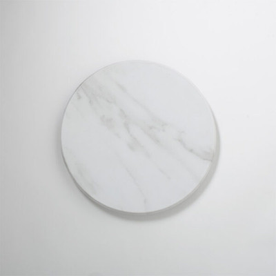 American Metalcraft MW14 14" Melamine White Marble Pattern Round Serving Board