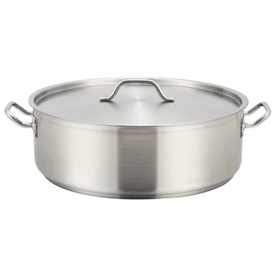 Winco SSLB-15 15 Qt. Aluminum Round Premium Brazier With Cover