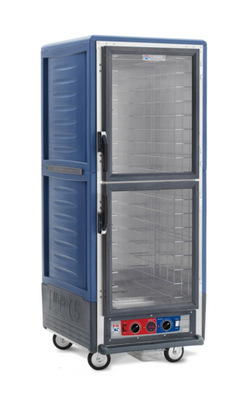 Metro C539-CDC-4-BU C5 3 Series Blue Full-Size Insulated Heated Holding & Proofing Cabinet with Clear Dutch Doors and Fixed Wire Slides - 120V