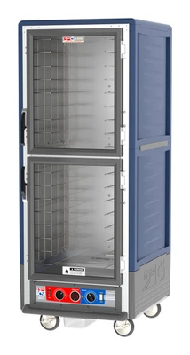 Metro C539-CDC-4-BU C5 3 Series Blue Full-Size Insulated Heated Holding &amp; Proofing Cabinet with Clear Dutch Doors and Fixed Wire Slides - 120V