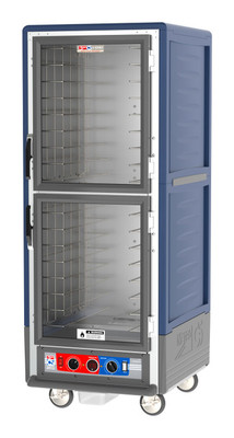Metro C539-CDC-4-BU C5 3 Series Blue Full-Size Insulated Heated Holding & Proofing Cabinet with Clear Dutch Doors and Fixed Wire Slides - 120V