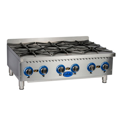 Globe GHP36G-NG 33" W Stainless Steel Natural Gas Countertop Hotplate - 132,000 BTU