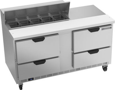 Beverage Air SPED60HC-10-4 60" W Two-Section Four Drawer Sandwich Top Refrigerated Counter
