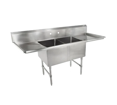 John Boos 2B184-2D18 75" 16-Gauge Stainless Steel Two Compartment B Series Sink 14" Deep
