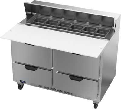 Beverage Air SPED48HC-12C-4 48&quot; W Two-Section Four Drawer Sandwich Top Refrigerated Counter