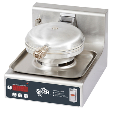 Star SWBS 10.2" W Stainless Steel Single Round Star Waffle Baker - 120 Volts
