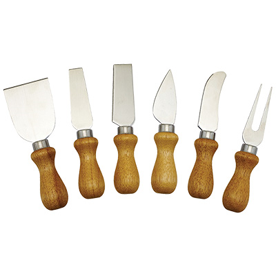Winco KCS-6W Stainless Steel Blades With Wooden Handles Cheese Knife Set (6 Pieces Per Set)