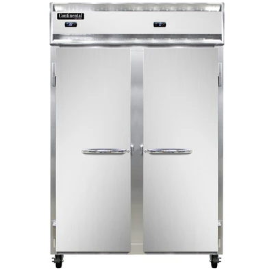 Continental Refrigerator 2RF-SS 52" W Two-Section Solid Door Reach-In Refrigerator/Freezer