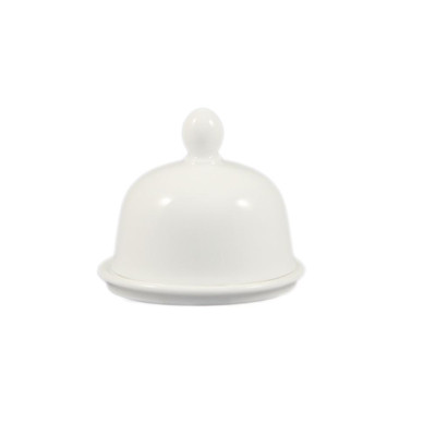 CAC China BUT-1 Super White Porcelain Gourmet Collection Butter Dish Set (24 Set Per Case)