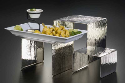 American Metalcraft RSH1 6" Sq. x 4" H Stainless Steel Riser Set