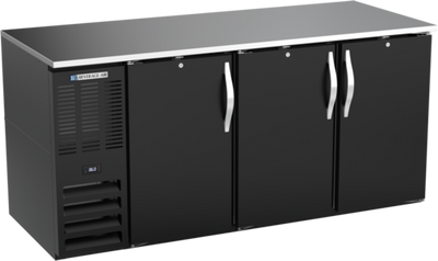 Beverage Air BB72HC-B 72&quot; W Black Galvanized 3 Solid Doors Refrigerated Back Bar Storage Cabinet - 115 Volts
