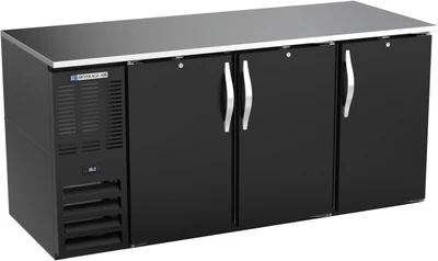 Beverage Air BB72HC-B 72" W Black Galvanized 3 Solid Doors Refrigerated Back Bar Storage Cabinet - 115 Volts