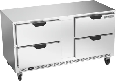 Beverage Air UCFD60AHC-4 60"W Two-Section Stainless Steel Door Undercounter Freezer