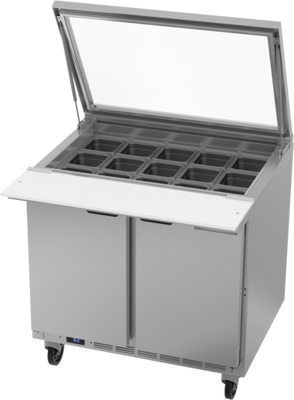 Beverage Air SPE36HC-15M-STL 36&quot; W Two-Section Two Door Mega Top Refrigerated Counter